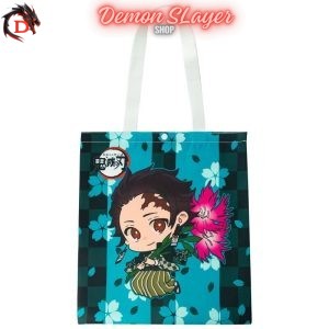 Tote Bag Demon Slayer Tanjiro Kamado Fleurs Bleues