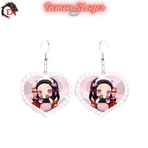 Boucles d’Oreilles Demon Slayer Coeur Nezuko Kawaii
