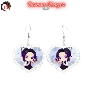 Boucles d&rsquo;Oreilles Demon Slayer Coeur Shinobu Kawaii