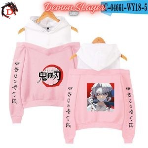 Sweat à Épaules Dénudées Demon Slayer Kimetsu Rose