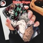 Coque iPhone Demon Slayer Tanjiro vs Inosuke