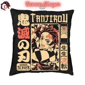 Housse de Coussin Demon Slayer Affiche Tanjiro Kamado Kawaii