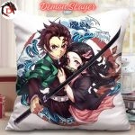 Housse de Coussin Demon Slayer Nezuko et son Frère Tanjiro