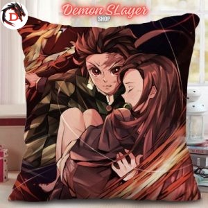 Housse de Coussin Demon Slayer Tanjiro Portant sa Soeur