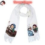 Écharpe Demon Slayer Blanche Tanjiro et Sakonji Urokodaki