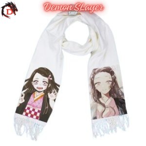 Écharpe Demon Slayer Blanche Nezuko Mignonne