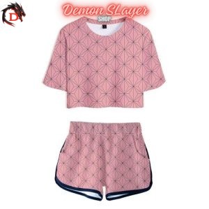 Crop Top Demon Slayer Nezuko Pattern Kimetsu No Yaiba Merch